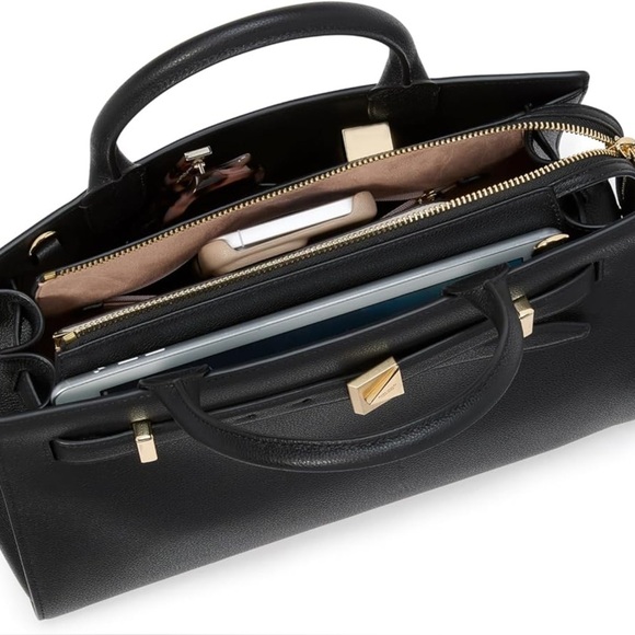 kate spade new york Deco Pebbled Leather Medium Satchel Black - Picture 13 of 14